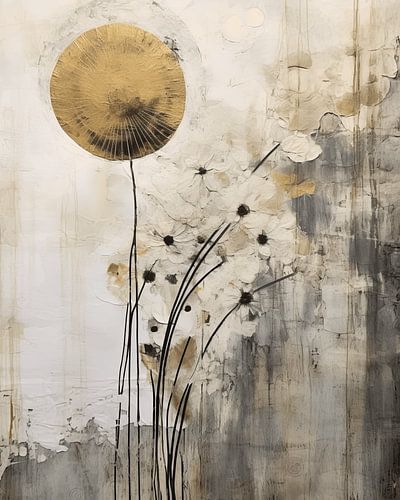 Landschaft im Mixed-Media-Stil mit goldenen Akzenten