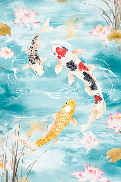 Koi-Fische im Wasser – Pastell-Träume von Poster Art Shop