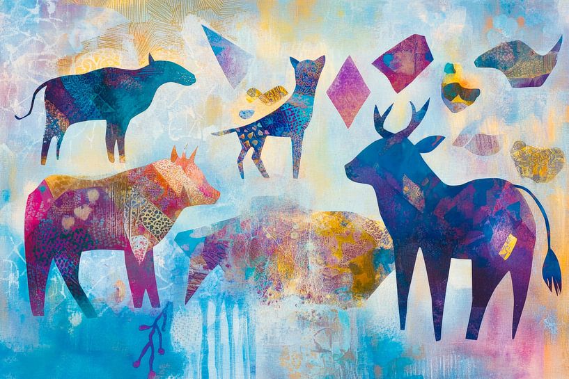 Fantasievolle Tiersilhouetten in Farben von Poster Art Shop