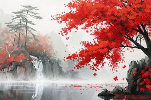 schilderachig Japan boom en waterval