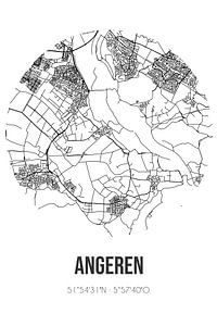 Angeren (Gelderland) | Karte | Schwarz und weiß von Rezona