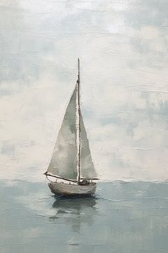 Sailing boat on calm water by Imagine