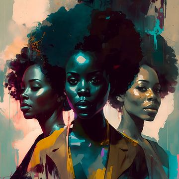 Farbenfrohes Selbstvertrauen: Drei strahlende Frauen der Farbe