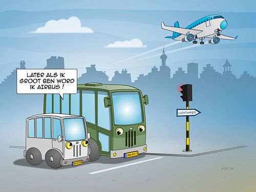 Cartoon; Later als ik groot ben wordt ik airbus van Galerie Ringoot