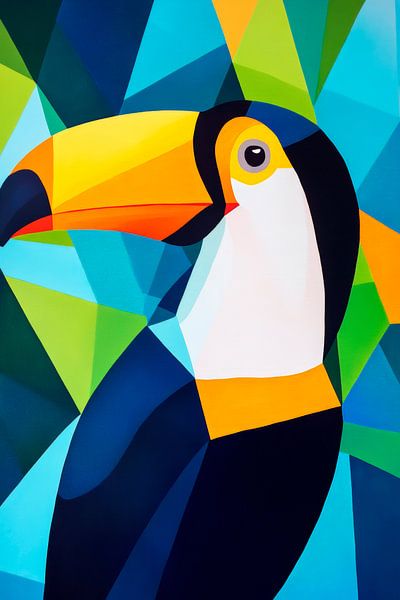 Colourful toucan in geometric style by Poster Art Shop