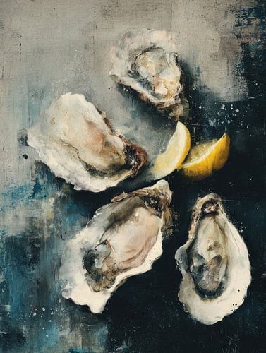 Oesters en citroen, geschilderde interpretatie