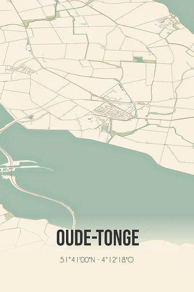 Vintage map of Oude-Tonge (South Holland) by Prints of Place