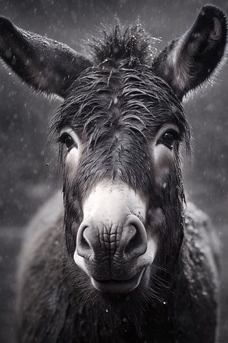 Stille Ezel in Regenval