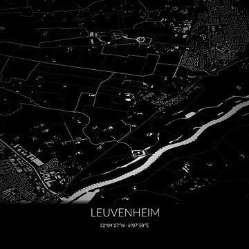 Black-and-white map of Leuvenheim, Gelderland. by Rezona