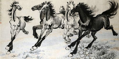 Xu Beihong, Samen rennen, 1942 van Atelier Liesjes