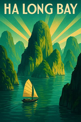 Ha Long Bay Dream - Art Deco Zeegezicht Poster