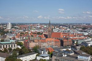 Centre ville avec église du marché, vue depuis la tour de l'hôtel de ville, Hanovre, Basse-Saxe, All
