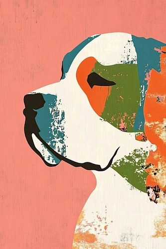 Chien abstrait - Chien moderne sur fond coloré
