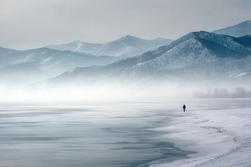 Winterstille - Bildende Kunst IJsmeer und Bergen