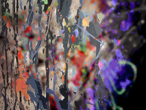 Œuvre d'art numérique moderne et abstraite en violet noir orange