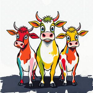 Pop Art Kühe – Modernes Street-Art Wandbild