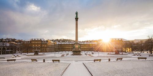 De winter aan de Schloßplatz in Stuttgart