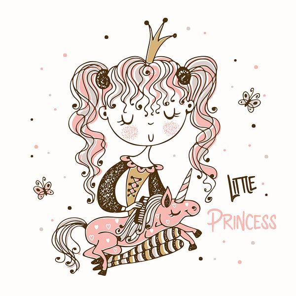 Kleine Prinzessin mit einem Einhorn von Atelier Liesjes