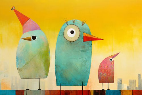 Bunte glückliche Vögel