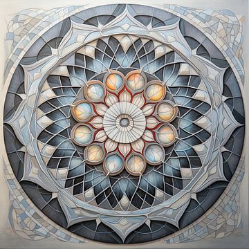 Zilver Mandala van Abstract Schilderij