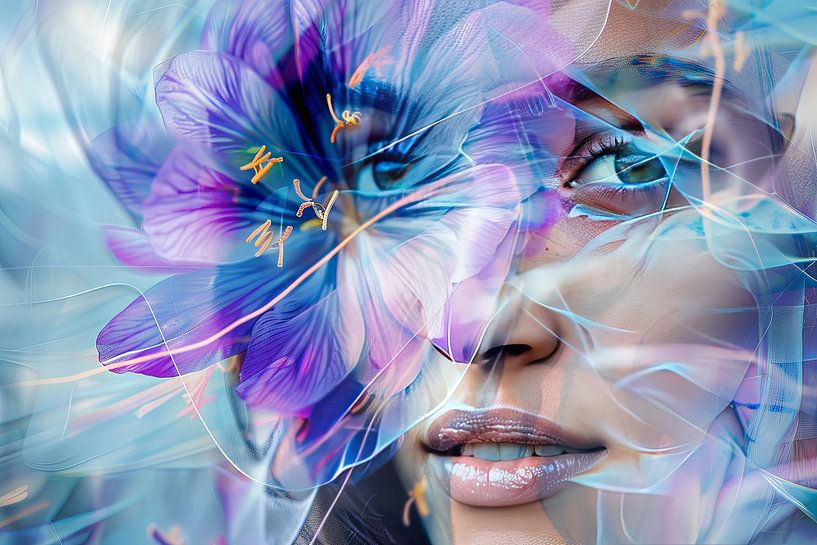 Fantasie Porträt Frau mit Blumen von Egon Zitter