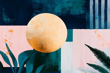 Golden sun in abstract colours by Poster Art Shop