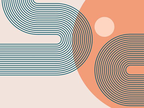 Moderne Abstracte Japandi Geometrische Lijn Curve Zon