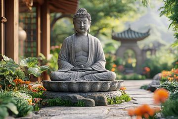 spiritueel leven tuin met Boedha beeld van Egon Zitter