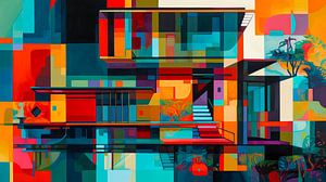 Kleurrijke geometrische abstracte architectuur ,moderne woningen VII van René van den Berg
