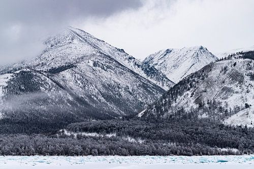 Blue ice cubes on the shores of Lake Baikal