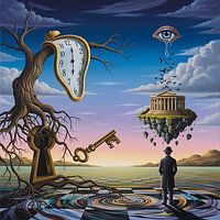 Starry Dreamscape - Abstrakter Surrealismus Nacht Kunstdruck