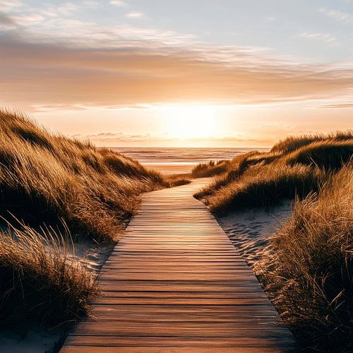 Strandpad zonsondergang