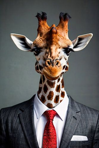 Giraffe met pak en stropdas