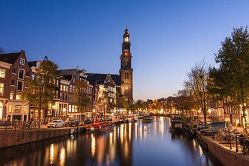 Westerkerk vanaf de Leliebrug van Arno Prijs