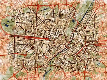 Karte von München im stil 'Serene Summer' von Maporia