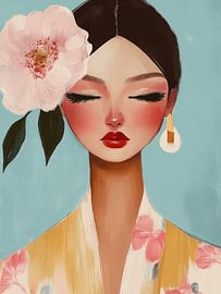 Daydreamer, modern portrait in pastel colours by Carla Van Iersel