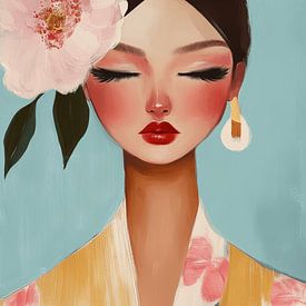Daydreamer, modern portrait in pastel colours by Carla Van Iersel