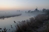 Windmill in Beesd during blue hour and fog by Michelle Peeters thumbnail
