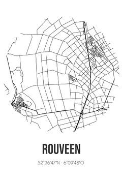 Rouveen (Overijssel) | Karte | Schwarz und Weiß von Rezona