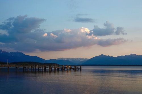 Chiemsee with cloudy sky