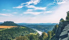 Blick von der Festung Königstein über die Elbe im Sommer von Jakob Baranowski - Photography - Video - Photoshop