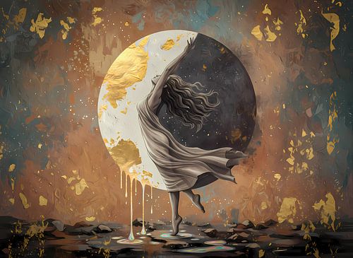 Dans met de maan - fantasie kunstwerk