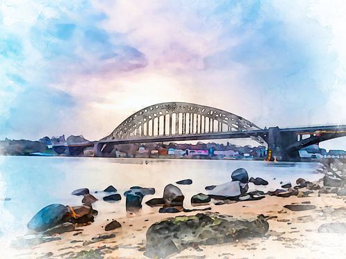 Waalbrug bij ondergaande zon