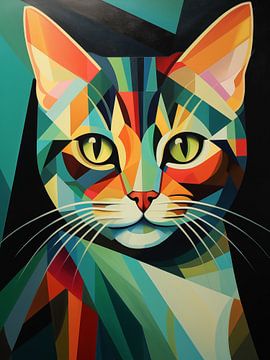 Katzenkunst im Stil von Tamara de Lempicka von Vincent the Cat
