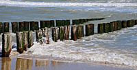 Wellen, Strandstangen und Muscheln Strand Domburg von Jessica Berendsen Miniaturansicht