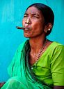Cigar-smoking wife of one of India's adivasi. by Ton Bijvank thumbnail