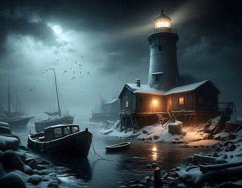 Vissersboot in de winter