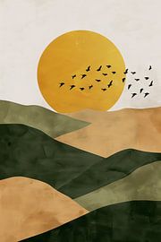 Grün – Minimalistische Landschaft von Poster Art Shop