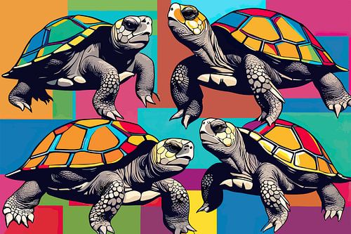 Mediterrane Schildpad Extravaganza: Een Pop Art genot