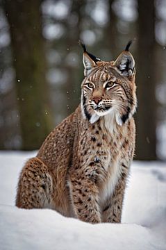 Lynx in winterse omgeving van Art & Soul Creations